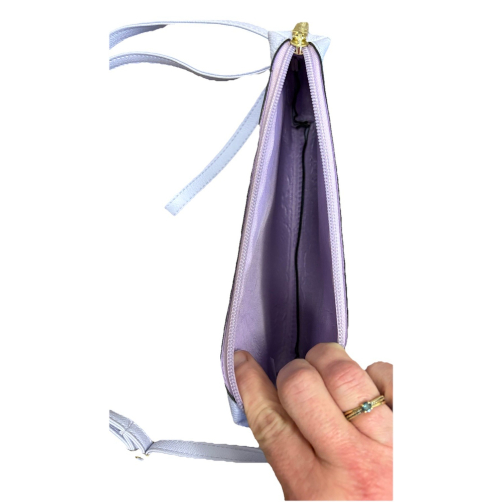 Simply Southern Flamingo Lilac Logo Rubber Crossbody Wristlet Bag Purse - Picture 4 of 12